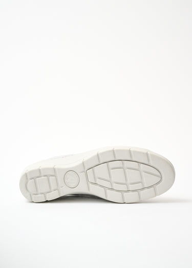 Baskets lacées grande largeur cuir Argent