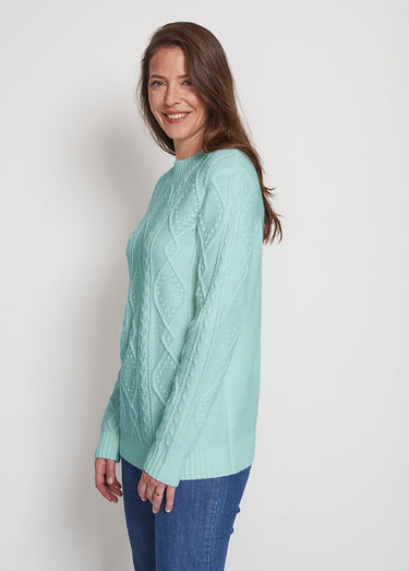 Pull chaud court col montant torsades Vert