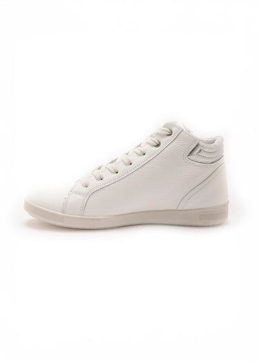 Baskets montantes en cuir, lacets et zip Blanc