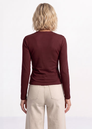 T-shirt manches longues col danseuse Bordeaux