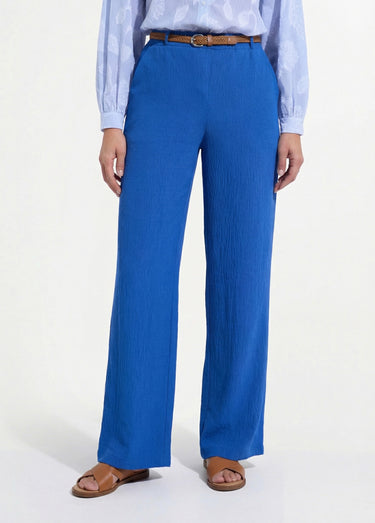 Pantalon taille élastiquée avec ceinture Bleu