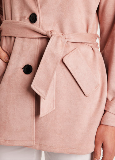 Manteau court tissu suédé Rose Nude