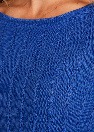 Pull col bateau manches 3/4 Bleu