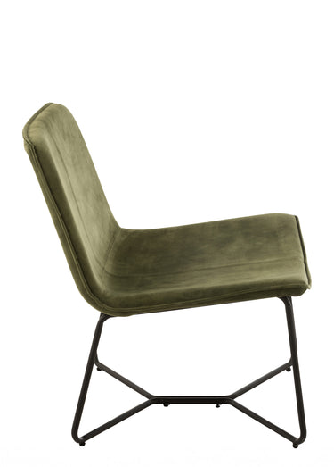 Fauteuil épuré, large assise velours Vert