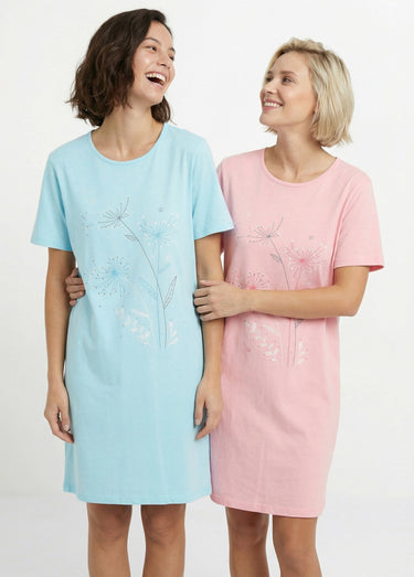 Chemise de nuit courte coton uni - lot de 2 Assortis Lot2