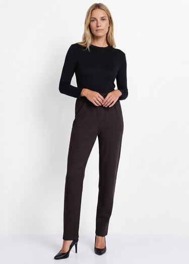 Legging droit ceinture élastiquée avec laine Uni / Marron