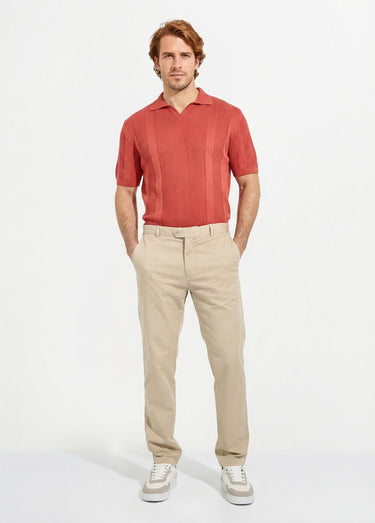 Pantalon chino droit toile coton stretch Beige