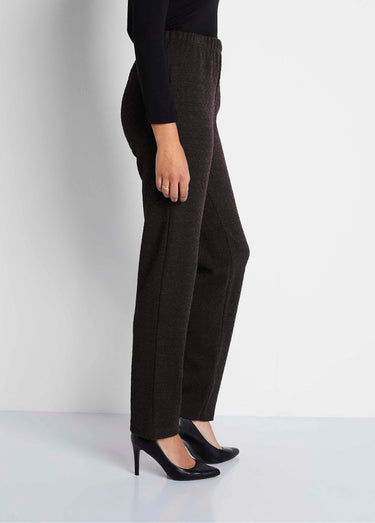 Legging droit ceinture élastiquée avec laine Uni / Marron