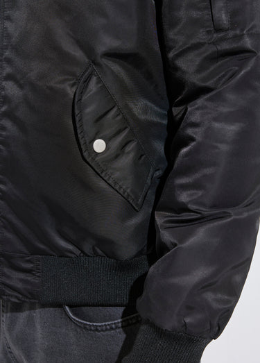 Blouson bomber satiné zip métal Noir