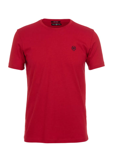 T-shirt col rond essentiel, logo poitrine Rouge