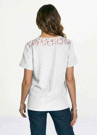 T-shirt court dentelle Blanc
