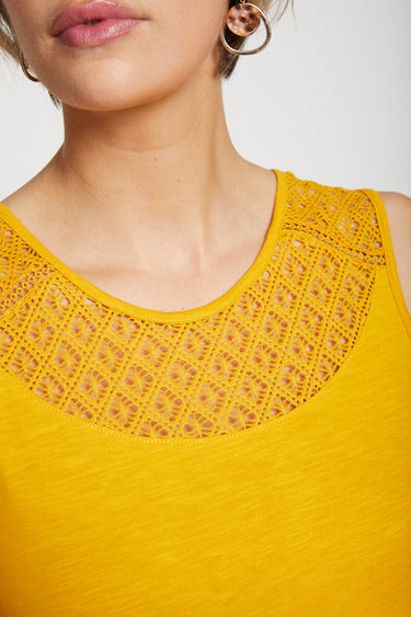 Débardeur court maille flammée coton Safran