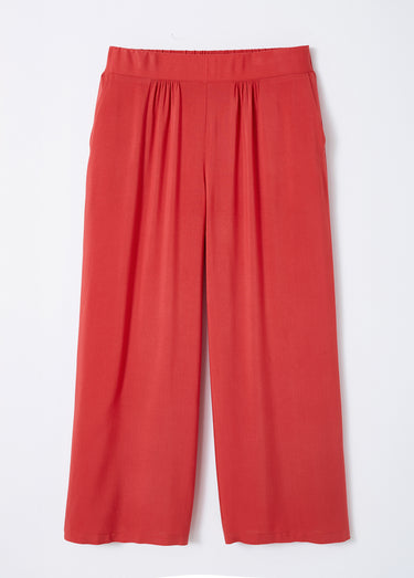 Pantalon large taille élastiquée fleuri ou uni Tomette