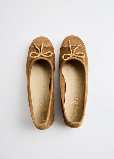 Ballerines souples largeur confort cuir velouté Camel