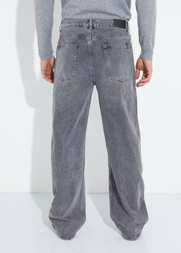 Jean denim coupe large style baggy Gris