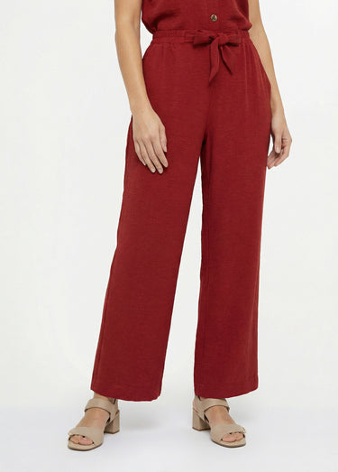 Pantalon souple texturé, noué taille Terracota