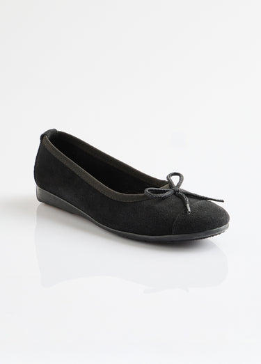 Ballerines souples largeur confort cuir velouté Noir