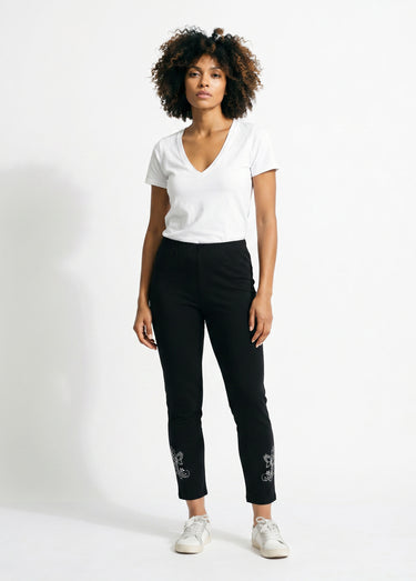 Legging court uni ceinture élastiquée Noir