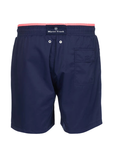 Short de bain uni, taille élastiquée Bleu Marine