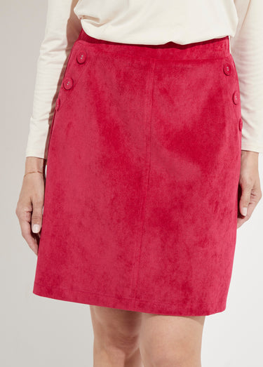 Jupe droite courte velours milleraies Rouge