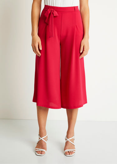 Jupe-culotte longue taille semi-élastiquée Uni Fushia