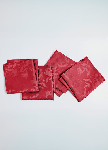 Nappe jacquard damassé végétal Calitex Rouge