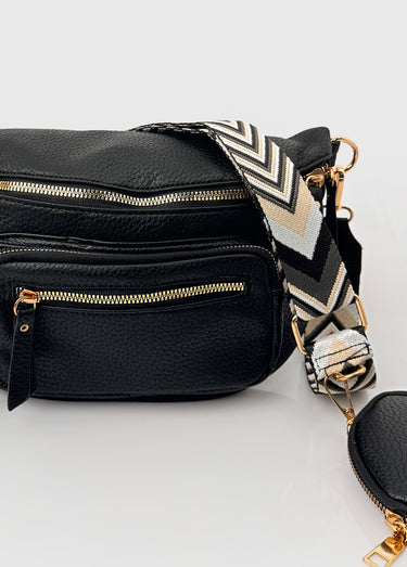Sac banane fantaisie + porte-monnaie Noir
