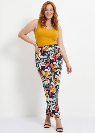 Pantalon imprimé taille élastiquée Fond Marine