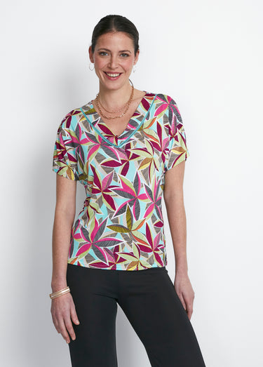 T-shirt court uni ou imprimé Vert/Fuchsia