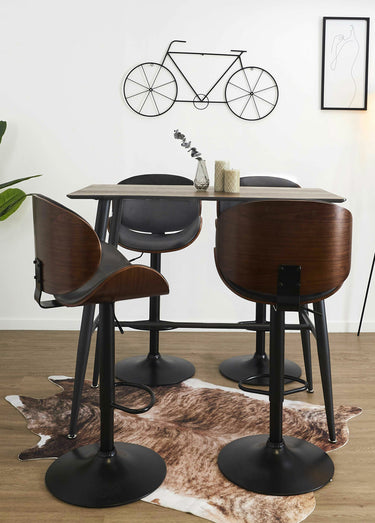 Chaise de bar simili cuir et bois Noir