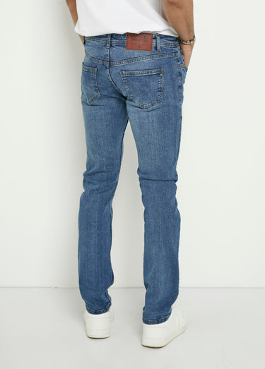 Jean 5 poches coupe droite, extensible Bleu Stone