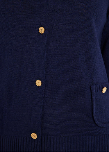 Gilet cardigan court boutonné Marine