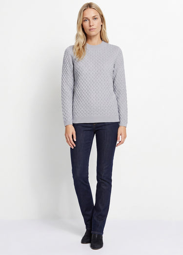 Pull chaud court col montant maille épaisse Argent
