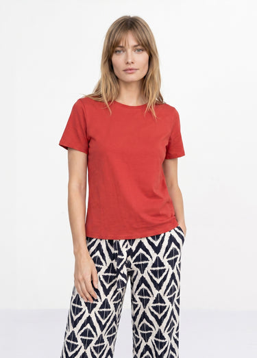 T-shirt pur coton col rond, essentiel Terracota