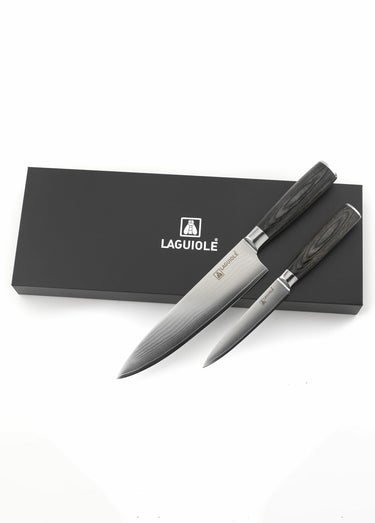 Coffret de 2 couteaux lame acier Damarus, Gustave Noir