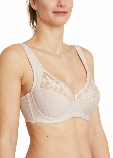 Soutien-gorge avec armatures tulle brodé Poudré