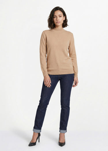 Pull chaud col montant avec laine et angora Camel