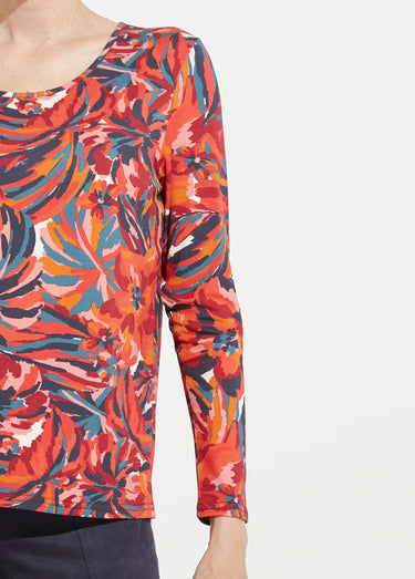 T-shirt col rond manches longues floral Imprime Tomette