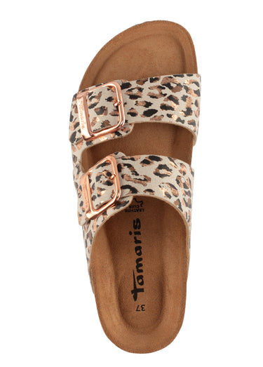 Mules anatomiques ouvertes motif léopard Beige Leopard