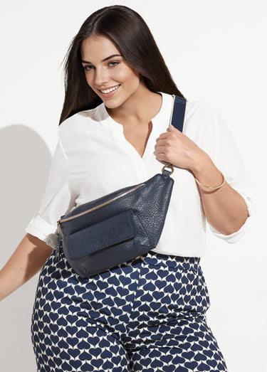 Blouse col V unie à manches longues Blanc