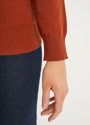 Pull doux uni col montant modal mélangé Noisette