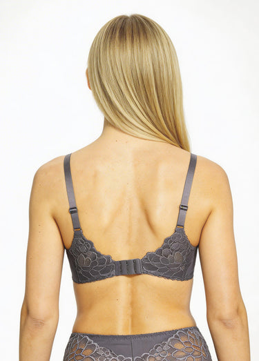 Soutien-gorge avec armatures dentelle et microfibre Gris