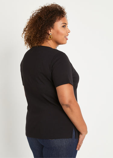 T-shirt droit long manches courtes Noir