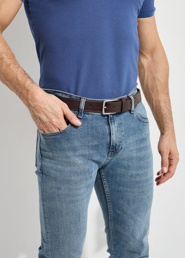 Ceinture cuir véritable, boucle métal Marron