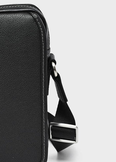 Sacoche homme en cuir avec rabat Noir