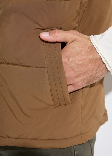 Doudoune sans manches zippée matelassée Camel
