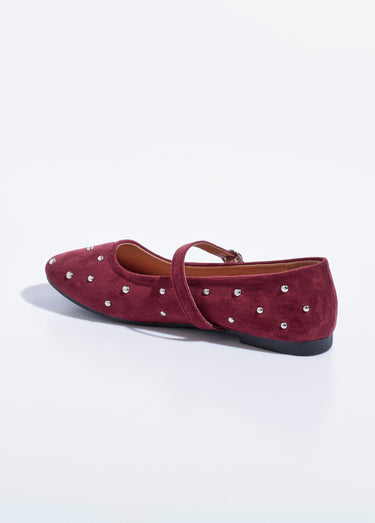 Ballerines babies détails pois métal Bordeaux