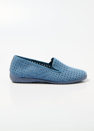 Mocassins élastiqués perforés largeur confort Bleu