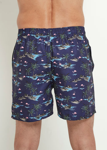 Caleçon de bain motif flamants roses Marine