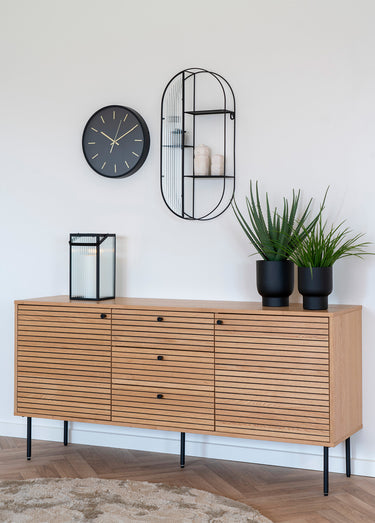 Buffet chêne et métal 3 tiroirs 2 portes Chêne